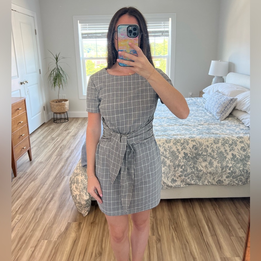 NWT Lulu’s Black and White Gingham Knotted Dress